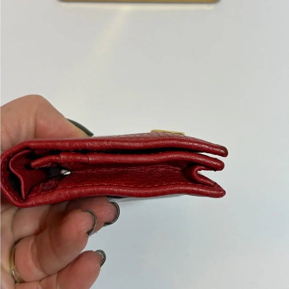 Gucci Red Leather Wallet with Gold Logo